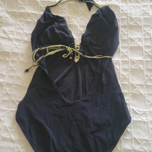 SHAN Black One-Piece Swimsuit with Green Accents - Picture 4 of 7